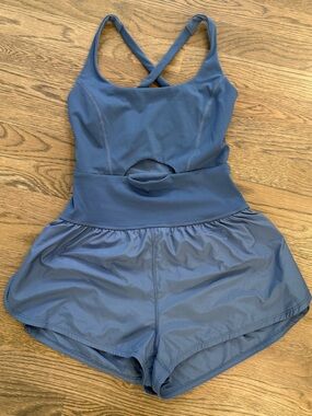 XS FP Movement by Free People Blue Righteous Runsie Cutout Romper